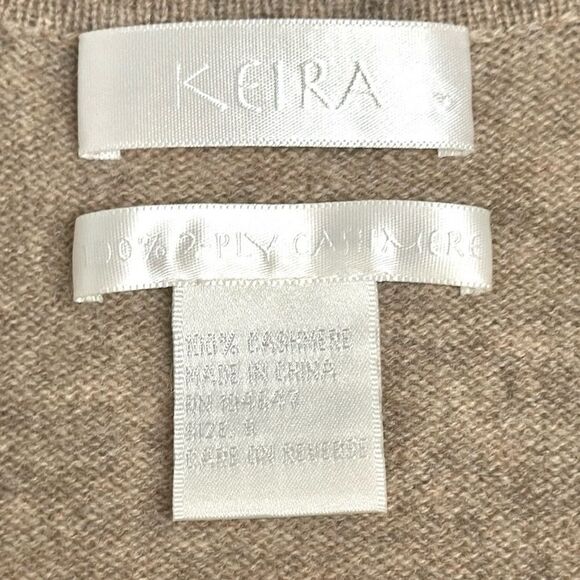 KEIRA Cashmere Sweater Tan V-Neck Pullover Lightweight Soft size S - Picture 7 of 9